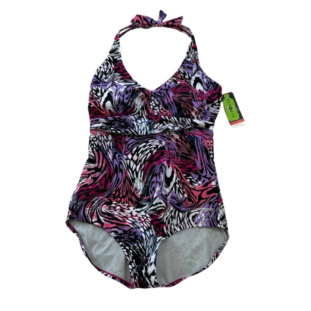 Speedo Women's Swimsuit One 1 Piece Moderate Cut Multicolor Vacation Sz 14 NWT